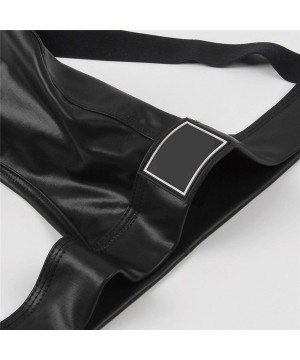 G-Strings & Thongs Men Jocks U Convex Underwear PU Leather Sexy Pouch Thongs and G Strings Tanga Hombre - Silver - CW19773T723