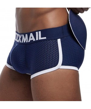 Boxer Briefs Mens Underwear Boxer Mesh Mens Padded Underwear Boxer with Hip Pad Men's Boxers - Navy - C018A667NMC