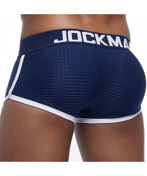 Boxer Briefs Mens Underwear Boxer Mesh Mens Padded Underwear Boxer with Hip Pad Men's Boxers - Navy - C018A667NMC