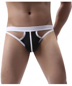 Boxers Men's Underwear- Hollow Out Men Underwear Boxers Bulge Pouch Men Shorts Hot - D-black - C9192M82QGK