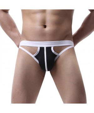 Boxers Men's Underwear- Hollow Out Men Underwear Boxers Bulge Pouch Men Shorts Hot - D-black - C9192M82QGK