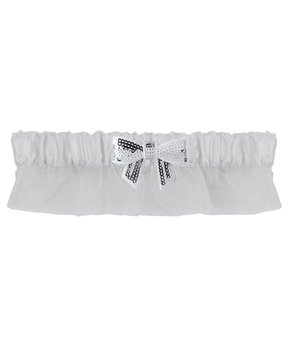 Garters & Garter Belts Bella Sequin Bow Garter- Silver - Silver - C9125Q7KA25