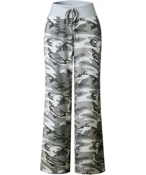 Bottoms Womens Casual Pajama Pants Drawstring Wide Leg High Waist Palazzo Floral Print Comfy Lounge Trousers - Camouflage - C...