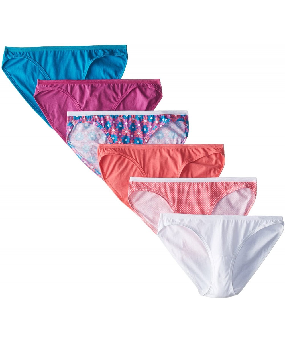 Panties Women's 6 Pack Assorted Cotton Low-Rise Bikini Panties - Assorted - CJ11IVT856P