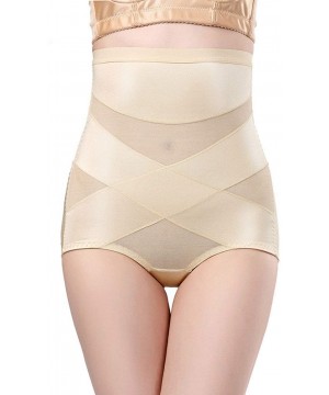 Shapewear Women's Breathable High-Waisted Cross Tummy Control Waist Trainer Panty - Nude - CU18S6ES730