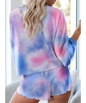 Sets Womens Long Sleeve Short Pajamas Set Tie Dye Printed Ruffle Soft Top and Pants PJ Set Nightwear Sleepwear Loungewear - F...