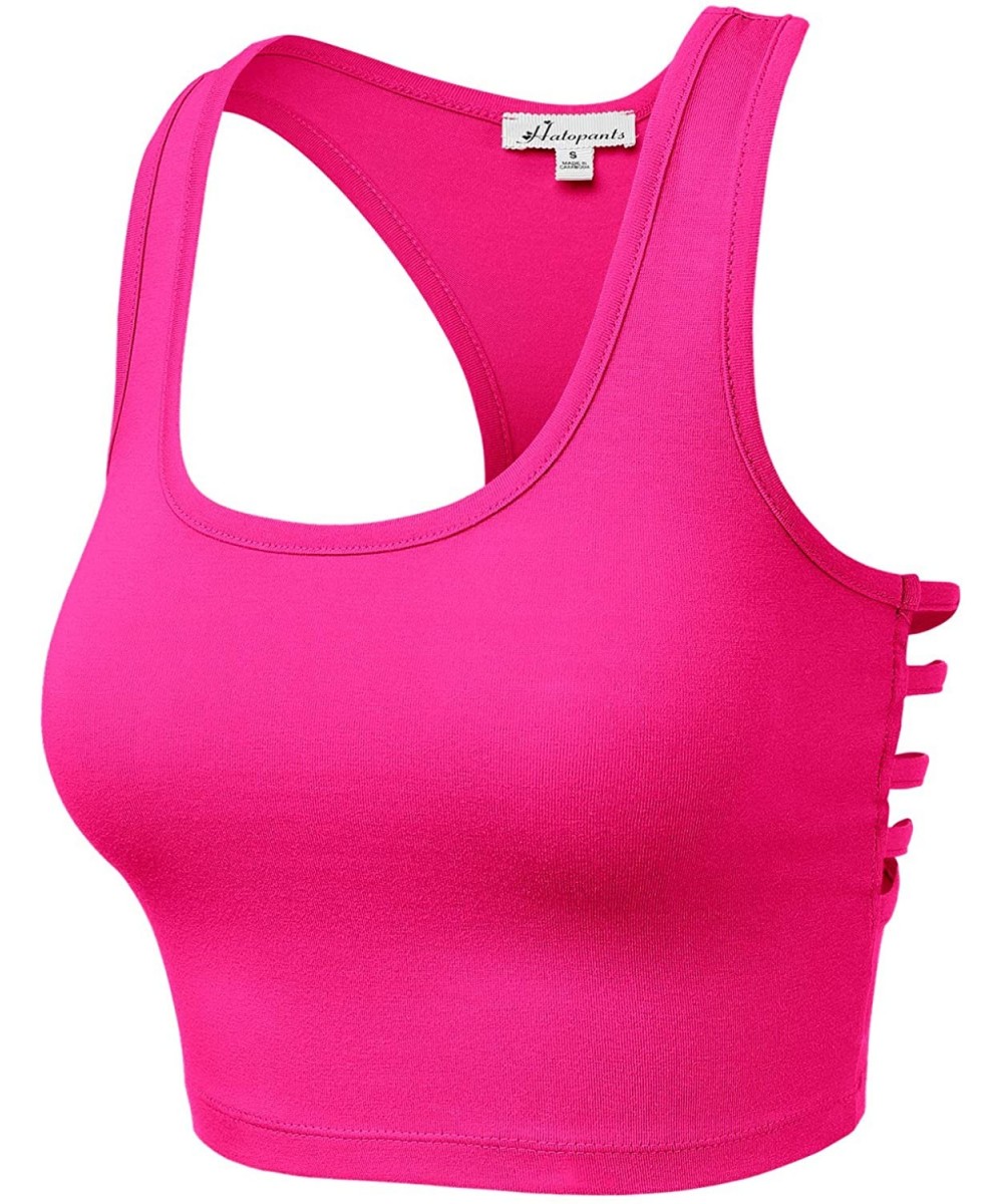 Shapewear Women's Cotton Scoop Neck Racerback Crop Top Sleeveless Tops - 964-hot Pink-5 - CJ1989SIIUO