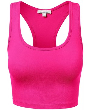 Shapewear Women's Cotton Scoop Neck Racerback Crop Top Sleeveless Tops - 964-hot Pink-5 - CJ1989SIIUO