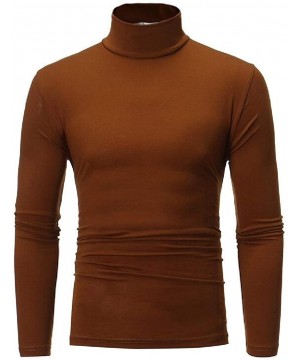 Thermal Underwear Men Turtle Neck Fall Winter Long Sleeve Solid Color Slim Base Layer Compression T-Shirt Tee - Coffee - CJ19...