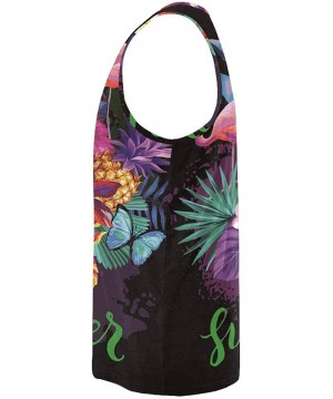 Undershirts Men's Muscle Gym Workout Training Sleeveless Tank Top Palm Leaves and Triangles - Multi6 - CM19CQ7RE5U