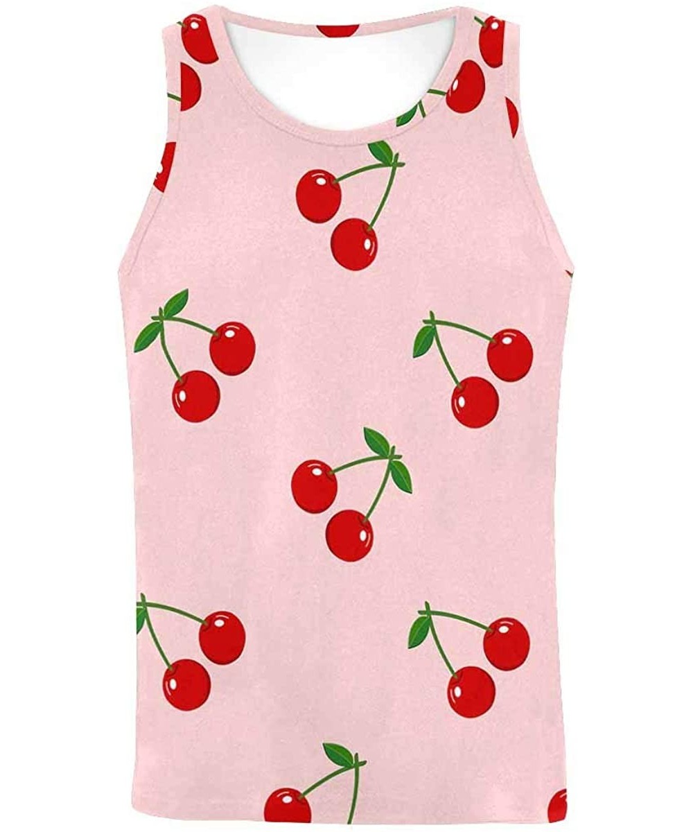 Undershirts Men's Muscle Gym Workout Training Sleeveless Tank Top Cherry Blossom Flower - Multi5 - CC19DLOXWX4