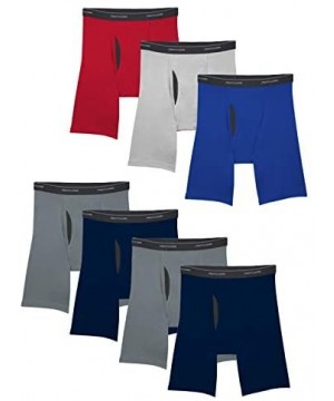 Boxer Briefs Men's Coolzone Boxer Briefs (Assorted Colors) - Long Leg - 7 Pack - Assorted Colors - CJ19DAAAQL5