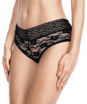 Panties Women's Underwear 4 Pack Lace Panty Sexy Sheer Hipster Stretch Brief - Black - CF194KT32QO