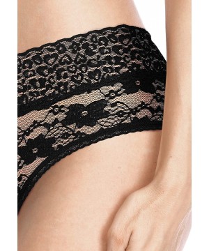 Panties Women's Underwear 4 Pack Lace Panty Sexy Sheer Hipster Stretch Brief - Black - CF194KT32QO