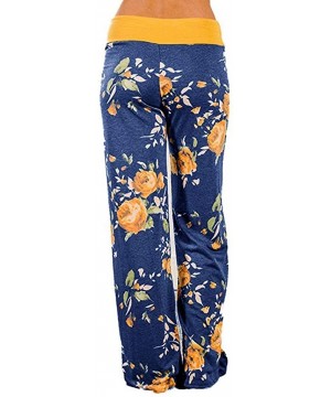 Bottoms Womens Pajama Pants Casual Wide Leg Sleepwear Floral Print Drawstring Comfy Palazzo Lounge Pants Loose Bottom Yellowa...