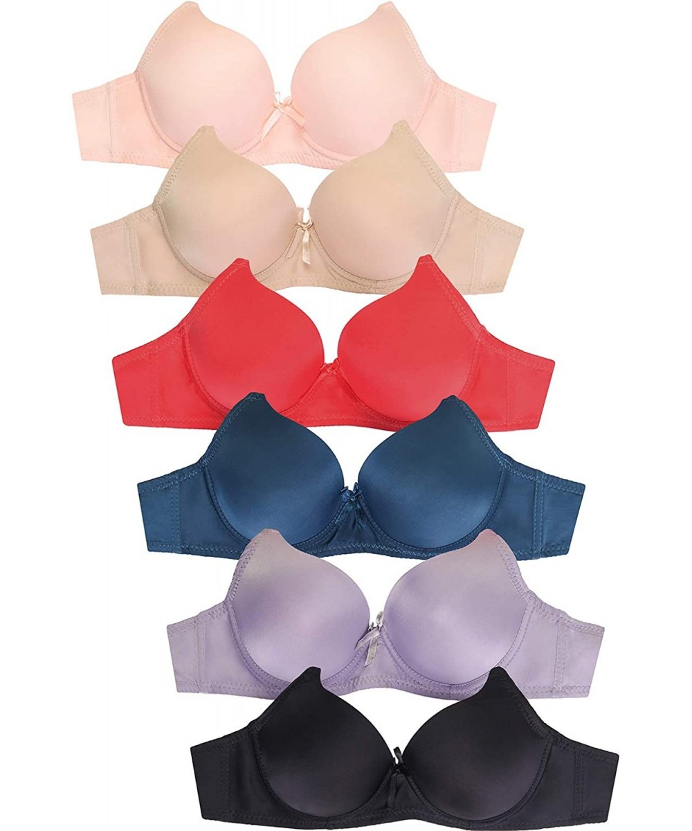 Bras Women's Premium Full Cup Plain Bra (6 Pack) - Assorted3 - CE18YZGCLQZ