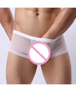 G-Strings & Thongs Mens Sexy Underwear Shorts Underpants Perspective Pouch Soft Briefs Panties Lingerie - White - CQ18XL9DN5W