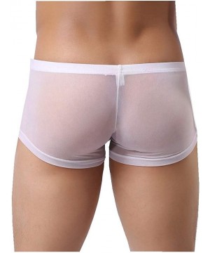 G-Strings & Thongs Mens Sexy Underwear Shorts Underpants Perspective Pouch Soft Briefs Panties Lingerie - White - CQ18XL9DN5W