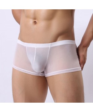 G-Strings & Thongs Mens Sexy Underwear Shorts Underpants Perspective Pouch Soft Briefs Panties Lingerie - White - CQ18XL9DN5W