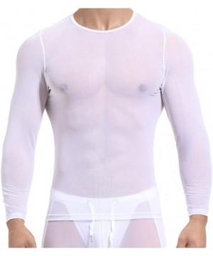 Undershirts Sexy Underwear Men's Transparent Long-Sleeved Transparent T-Shirt Gay Clothing Nylon Mesh Shirt Sportswear Breath...