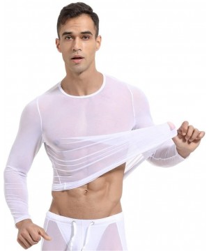 Undershirts Sexy Underwear Men's Transparent Long-Sleeved Transparent T-Shirt Gay Clothing Nylon Mesh Shirt Sportswear Breath...