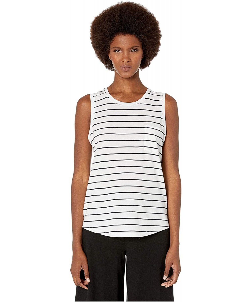 Tops Women's Abby Modal and Cotton Tank - Navy Stripe - C518S854WTZ