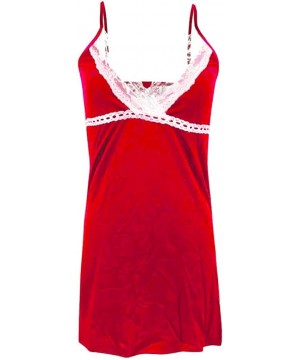 Nightgowns & Sleepshirts Sleepwear Womens Chemise Sexy V-Neck Flora Nightgown Full Slips Lace Sling Dress Sexy Lingerie Sleep...