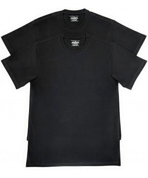 Undershirts Men's Cotton Stretch 2-Pack Slim Fit Short-Sleeve Crewneck T-Shirt - 2black - CQ18EZT7ML5