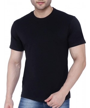 Undershirts Men's Cotton Stretch 2-Pack Slim Fit Short-Sleeve Crewneck T-Shirt - 2black - CQ18EZT7ML5