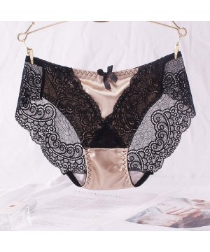 Panties Sexy Ladies Transparent Lace Panties- Plus Size Hi-Cut Comfort Hollow Panty Hotpant - Beige - CY196UQU2DQ