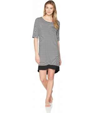 Nightgowns & Sleepshirts Women's High-Low Sleepshirt - Black Core Stripe - C61862H6AKW