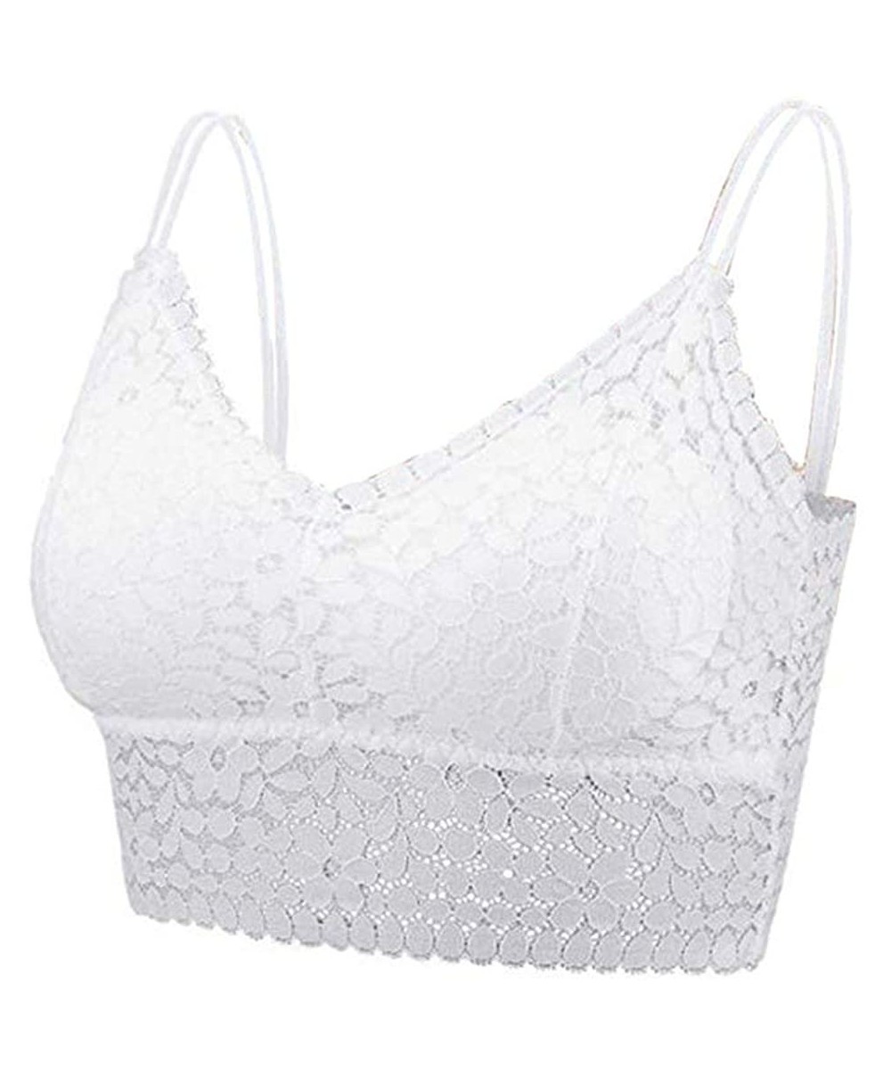 Camisoles & Tanks Lace Bra Camisole Bralette Women Sexy Lace Bandeau Bra Lace Top for Women Girls - White - CS196LZ2RXI