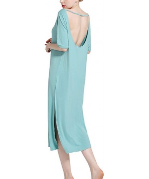 Nightgowns & Sleepshirts Backless Nightshirt Comfy Sleep Shirt Lounger House Dress for Women Short Sleeve Sleepwear Pink Blue...