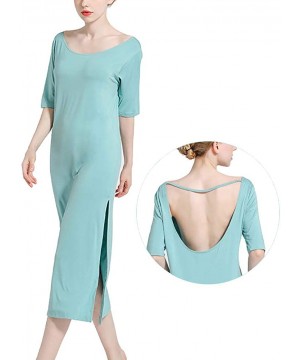 Nightgowns & Sleepshirts Backless Nightshirt Comfy Sleep Shirt Lounger House Dress for Women Short Sleeve Sleepwear Pink Blue...