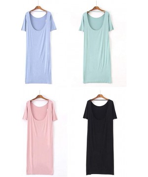 Nightgowns & Sleepshirts Backless Nightshirt Comfy Sleep Shirt Lounger House Dress for Women Short Sleeve Sleepwear Pink Blue...