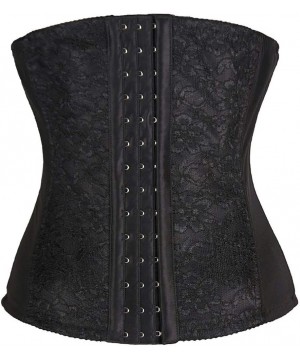 Bustiers & Corsets Underbust-Women's Lace Waist Training Steel Boned Corset-Waist Trainer Shapewear-Black-L - Black - C318OWL...