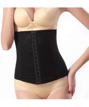 Bustiers & Corsets Underbust-Women's Lace Waist Training Steel Boned Corset-Waist Trainer Shapewear-Black-L - Black - C318OWL...