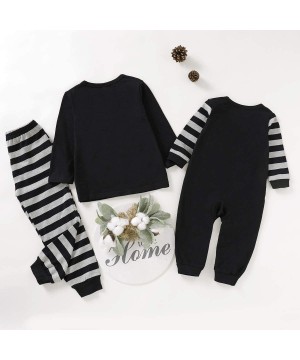 Sleep Sets Christmas Family Matching Clothes Battery Print Shirt Stripe Pant Nightwear Pajamas Set - Black - CY192344TOI