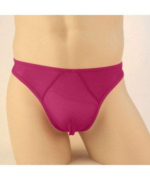 G-Strings & Thongs Men's Micro Thong Sexy Mesh T-Back G-String Jockstrap Underwear - Hot Pink - CF194KDGWEW