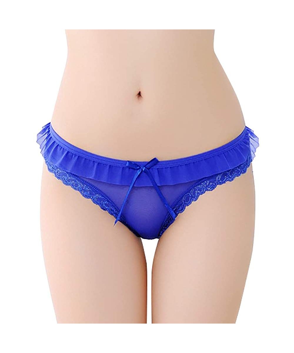 Slips Bikini Panties Underwear Lace- Women Sexy Lace Panties Seamless Breathable Hollow Briefs Girl Underwear - Blue - C818W7...