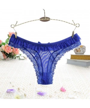 Slips Bikini Panties Underwear Lace- Women Sexy Lace Panties Seamless Breathable Hollow Briefs Girl Underwear - Blue - C818W7...