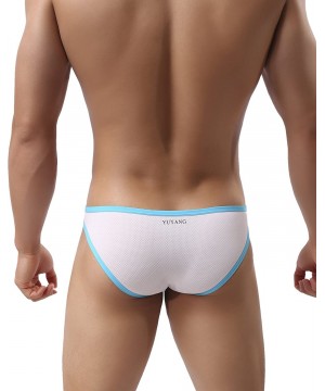 Briefs 90 Mens Sexy Bulge Pouch Briefs Mesh Soft Low Waist Underwear - White - C518C6498DC