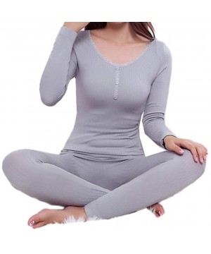 Thermal Underwear Long Johns for Women Winter Thermal Underwear Set Underwear Sexy Sleep Top and Bottom Lady Suits - Sky Blue...