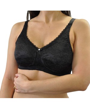 Bras 640 Jacquard Soft Cup Mastectomy Pocket Bra (Multiple Sizes & Colors) - Black - C418RG2N478