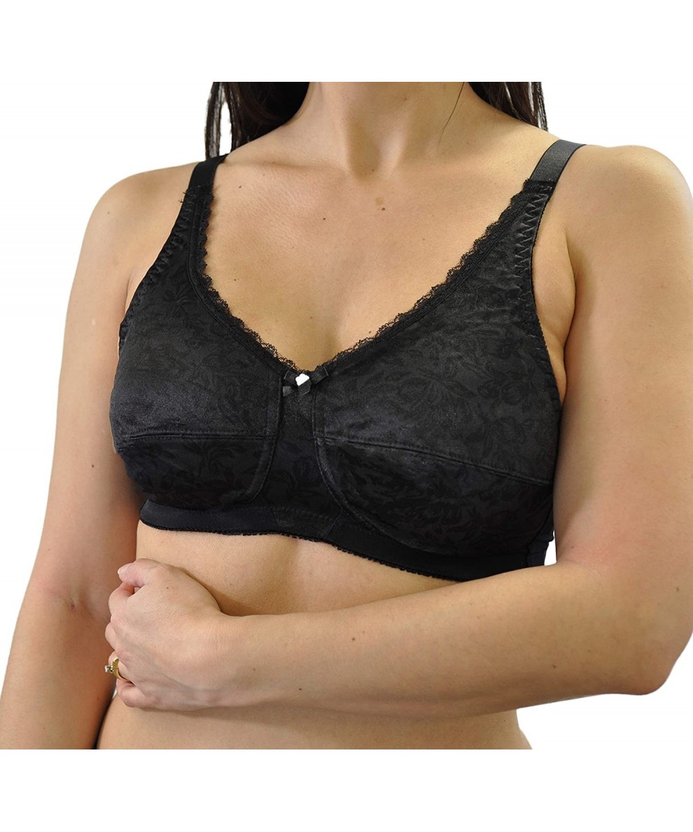 Bras 640 Jacquard Soft Cup Mastectomy Pocket Bra (Multiple Sizes & Colors) - Black - C418RG2N478