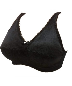 Bras 640 Jacquard Soft Cup Mastectomy Pocket Bra (Multiple Sizes & Colors) - Black - C418RG2N478