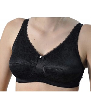 Bras 640 Jacquard Soft Cup Mastectomy Pocket Bra (Multiple Sizes & Colors) - Black - C418RG2N478