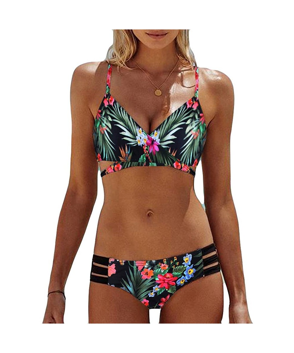 Thermal Underwear Swimsuits 2020-Women Bohemia Push-Up Padded Bra Beach Bikini Set Swimsuit Swimwear - Green - CP1946766YA