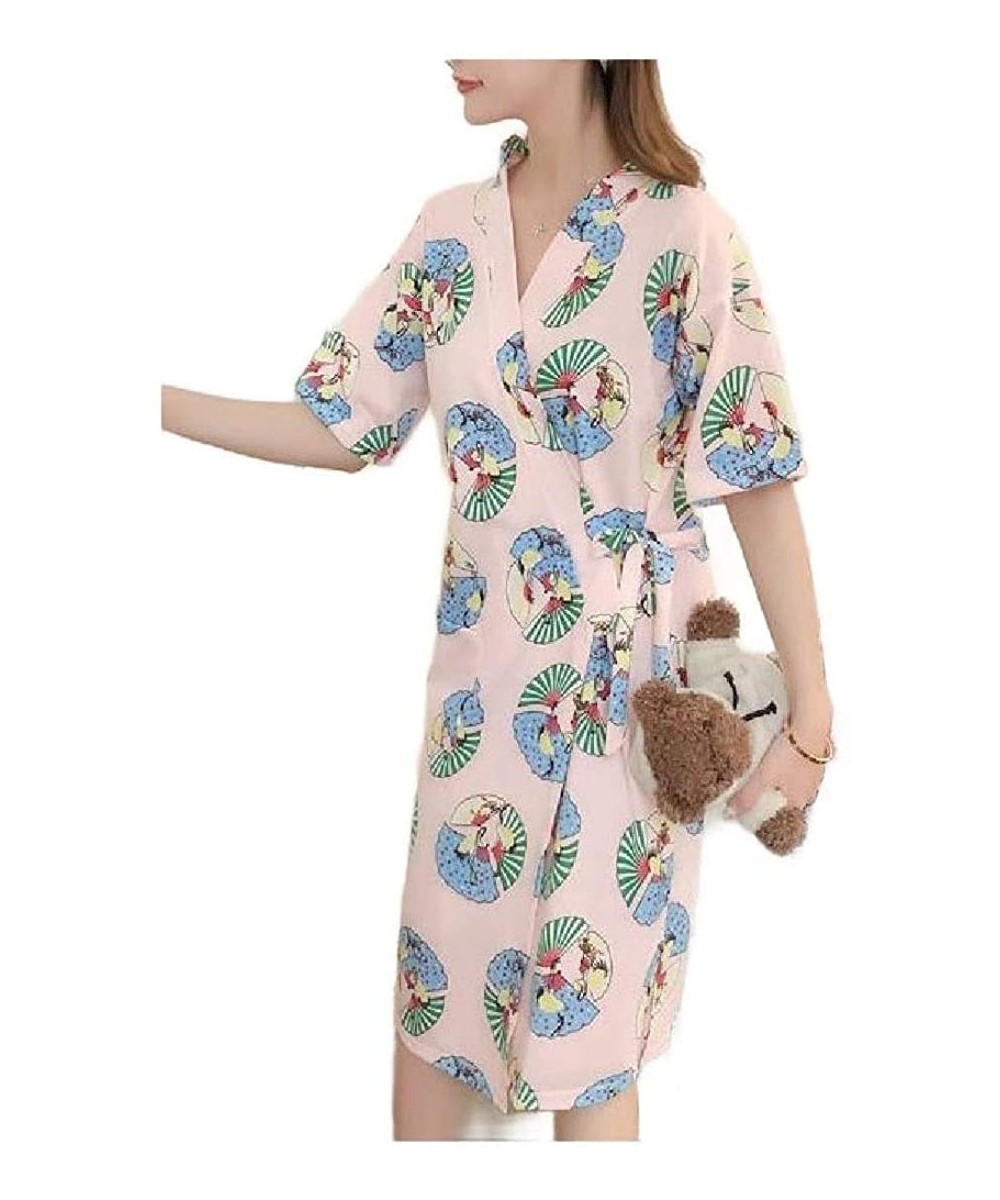 Nightgowns & Sleepshirts Womens Lounger Print Nightshirt Basic Cotton Daily Sleepwear - As8 - C719E7CU4K3