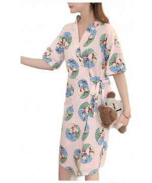 Nightgowns & Sleepshirts Womens Lounger Print Nightshirt Basic Cotton Daily Sleepwear - As8 - C719E7CU4K3